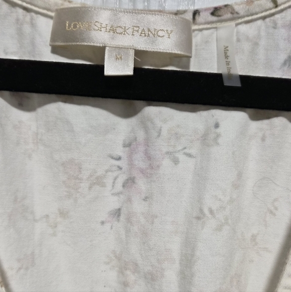 LoveShackFancy Radia Mini V-Neck Smocked Cream Floral Mini Dress Size M - Picture 5 of 9